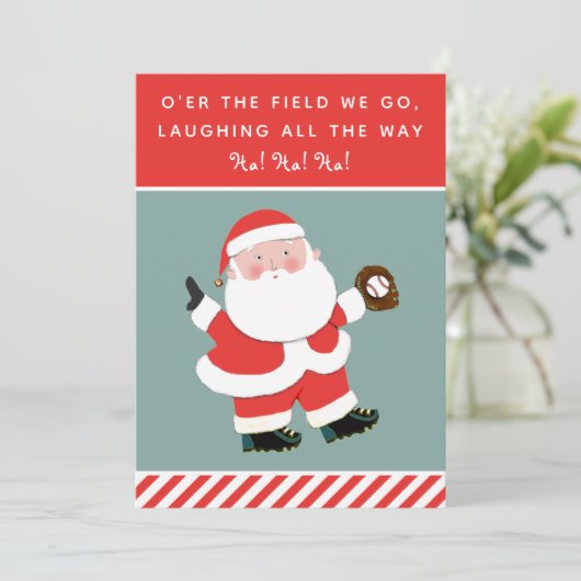 Funny Baseball Weihnachtskarten Feiertagskarte (Stehend Vorderseite)