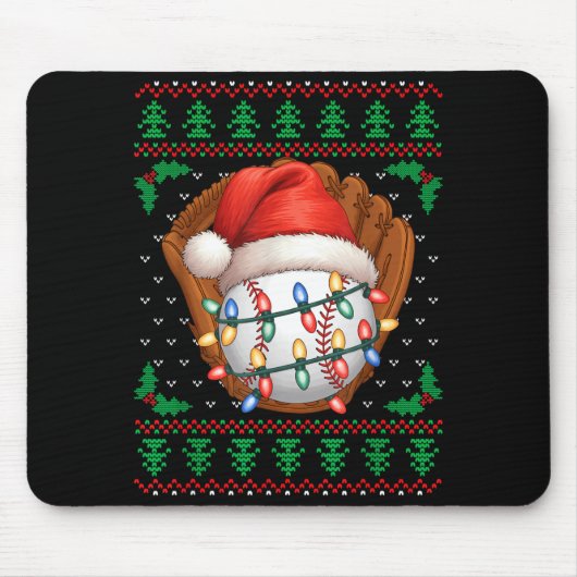Funny Baseball Xmas Boys Men Women Kids Ugly Chris Mousepad (Vorne)