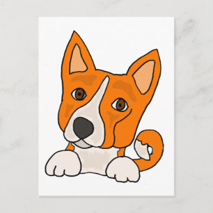 Funny Basenji Welppy Dog Art Postkarte