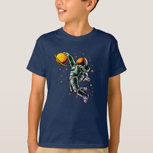 Funny Basketball Astronaut Space Planet T-Shirt (Vorderseite)