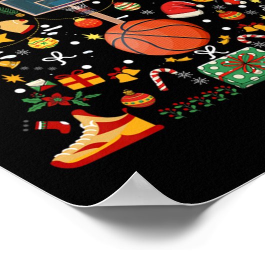 Funny Basketball Ball Hoop Weihnachtsbaum Merry Xm Poster (Ecke)