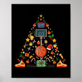 Funny Basketball Ball Hoop Weihnachtsbaum Merry Xm Poster (Vorne)