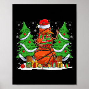 Funny Basketball Balls Snowman Weihnachtsbaum Ligh Poster