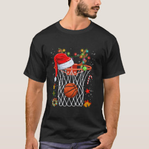 Funny Basketball Basket Rentier Weihnachtsmannmütz T-Shirt