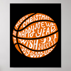Funny Basketball Frohe Weihnachten Glück Neues Jah Poster