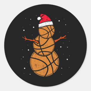 Funny Basketball Für Boys Girls Weihnachtsschneema Runder Aufkleber