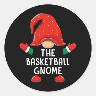Funny Basketball Gnome Christmas Matching Familie  Runder Aufkleber