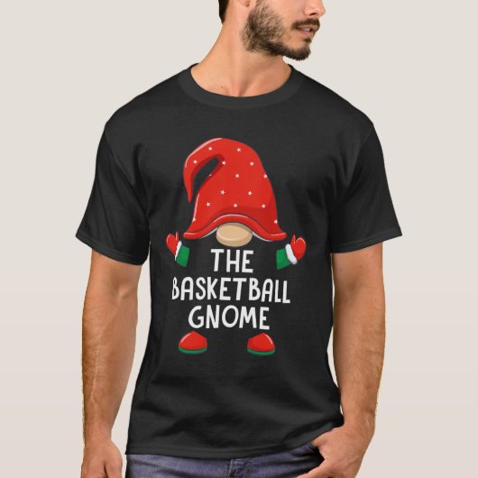 Funny Basketball Gnome Christmas Matching Familie T-Shirt (Vorderseite)