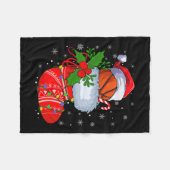 Funny Basketball In Weihnachtssocken Santa Basketb Fleecedecke (Vorderseite (Horizontal))