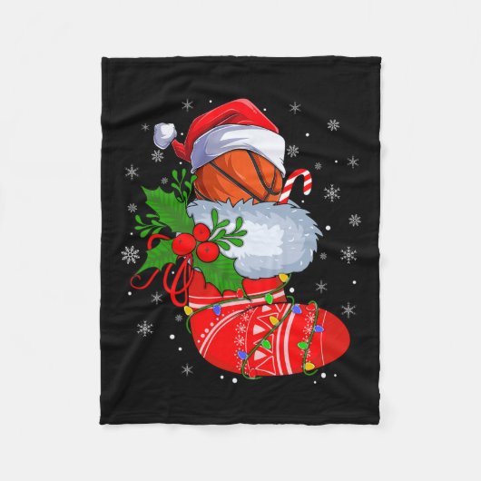 Funny Basketball In Weihnachtssocken Santa Basketb Fleecedecke (Vorderseite)