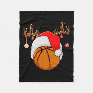 Funny Basketball Lover Reindeer Santa Basketball C Fleecedecke