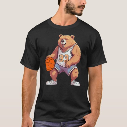 Funny Basketball Player Fan Bear Game Day Team Coa T-Shirt (Vorderseite)