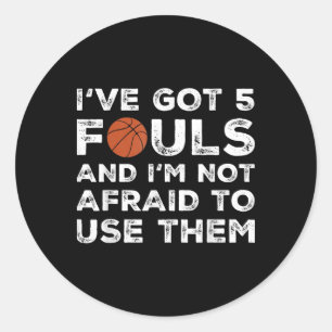 Funny Basketball Player - Hoops 5 Fouls Runder Aufkleber