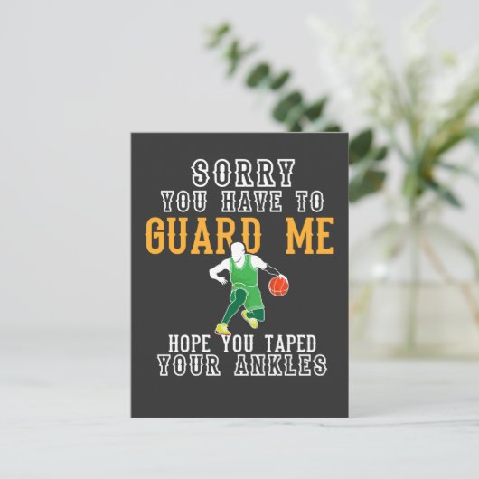 Funny Basketball Postkarte (Stehend Vorderseite)
