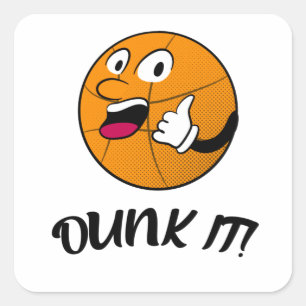 Funny Basketball Retro Cartoon Basketball Player Quadratischer Aufkleber