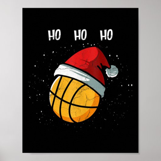 Funny Basketball Weihnachts-Weihnachtsmannmütze Ba Poster (Vorne)
