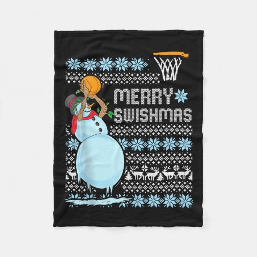 Funny Basketball Weihnachtsangebot Merry Swishmas  Fleecedecke (Vorderseite)