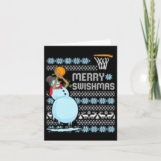Funny Basketball Weihnachtsangebot Merry Swishmas Karte (Vorderseite)