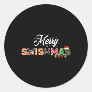 Funny Basketball Weihnachtsangebot Merry Swishmas Runder Aufkleber