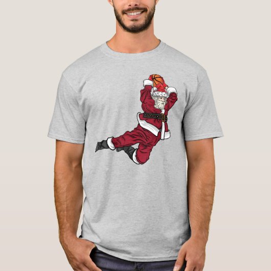 Funny Basketball Weihnachtsmann T-Shirt (Vorderseite)