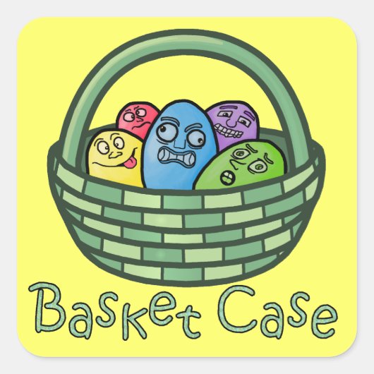 Funny Basketcase Ostern Quadratischer Aufkleber (Vorderseite)