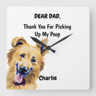 Funny Basque Shepherd Dad Watercolor Canine Art Quadratische Wanduhr