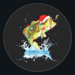 Funny Bass Fishing Weihnachtsmannmütze Christmas P Runder Aufkleber<br><div class="desc">Funny Bass Fishing Weihnachtsmannmütze Christmas Pajama</div>