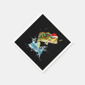 Funny Bass Fishing Weihnachtsmannmütze Christmas P Serviette (Ecke)