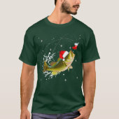 Funny Bass Fishing Weihnachtsmannmütze Christmas P T-Shirt (Vorderseite)