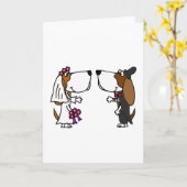 Funny Basset Hound Bridge und Groom Wedding Art Karte (Gelbe Blume)