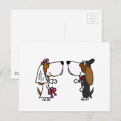 Funny Basset Hound Bridge und Groom Wedding Art Postkarte (Vorne/Hinten)