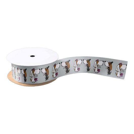 Funny Basset Hound Bridge und Groom Wedding Ribbon Satinband (Spule)