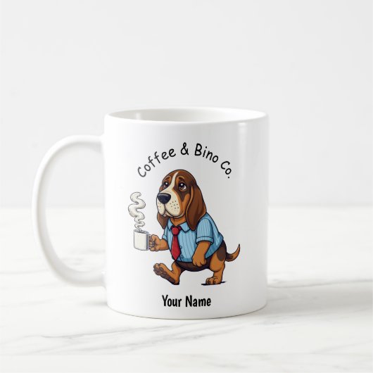 Funny Basset Hound Business Suit Coffee Kaffeetasse (Links)