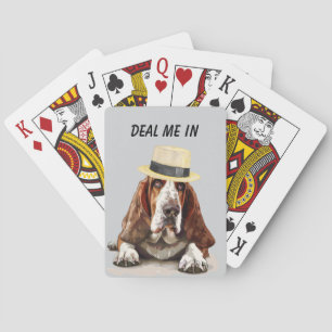 Funny Basset Hound Deal Me In Spielkarten