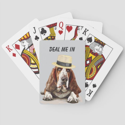 Funny Basset Hound Deal Me In Spielkarten (Rückseite)