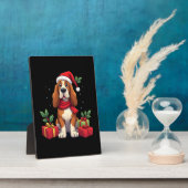 Funny Basset Hound Dog Christmas Outfits Santa Hat Fotoplatte (Seite)