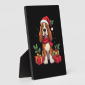 Funny Basset Hound Dog Christmas Outfits Santa Hat Fotoplatte (Seite)