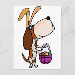 Funny Basset Hound Dog Easter Bunny Feiertagspostkarte