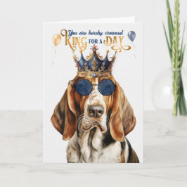 Funny Basset Hound Dog King für den Geburtstag Karte