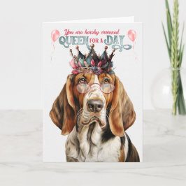 Funny Basset Hound Dog Queen für einen Geburtstag Karte