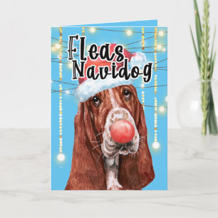 Funny Basset hound Dog Weihnachtsflohen Karte