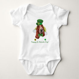 Funny Basset Hound Gold St Patricks Day Baby Strampler