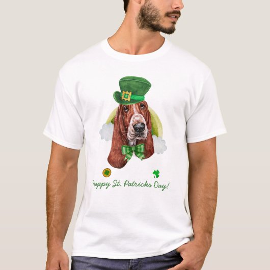 Funny Basset Hound Gold St Patricks Day T-Shirt (Vorderseite)