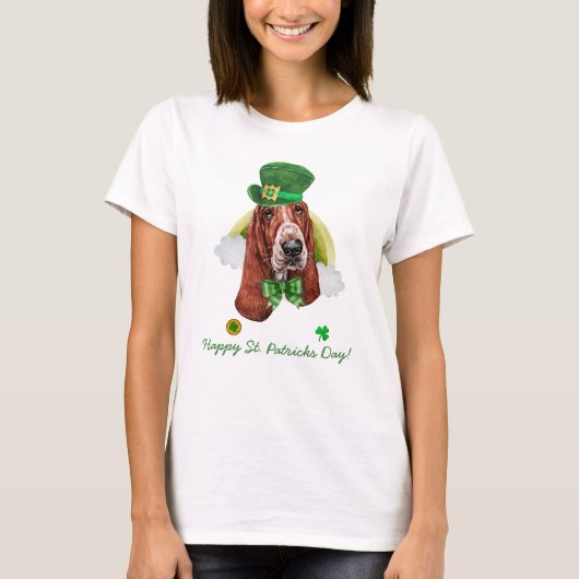 Funny Basset Hound Gold St Patricks Day T-Shirt (Vorderseite)