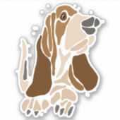 Funny Basset Hound Hund Abstrakte Kunst Aufkleber (Vorderseite)