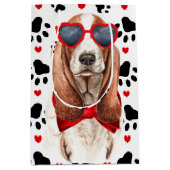 Funny Basset Hound Hund Liebe Rotes Herz und Pfote Mittlere Geschenktüte (Vorderseite)