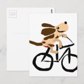 Funny Basset Hound Riding Bicycle Postkarte (Vorne/Hinten)