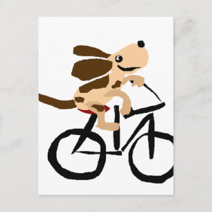 Funny Basset Hound Riding Bicycle Postkarte