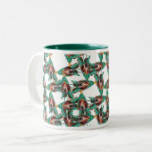 Funny Basset Hound Weihnachtsmuster Zweifarbige Tasse (Vorderseite Links)