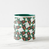 Funny Basset Hound Weihnachtsmuster Zweifarbige Tasse (Mittel)